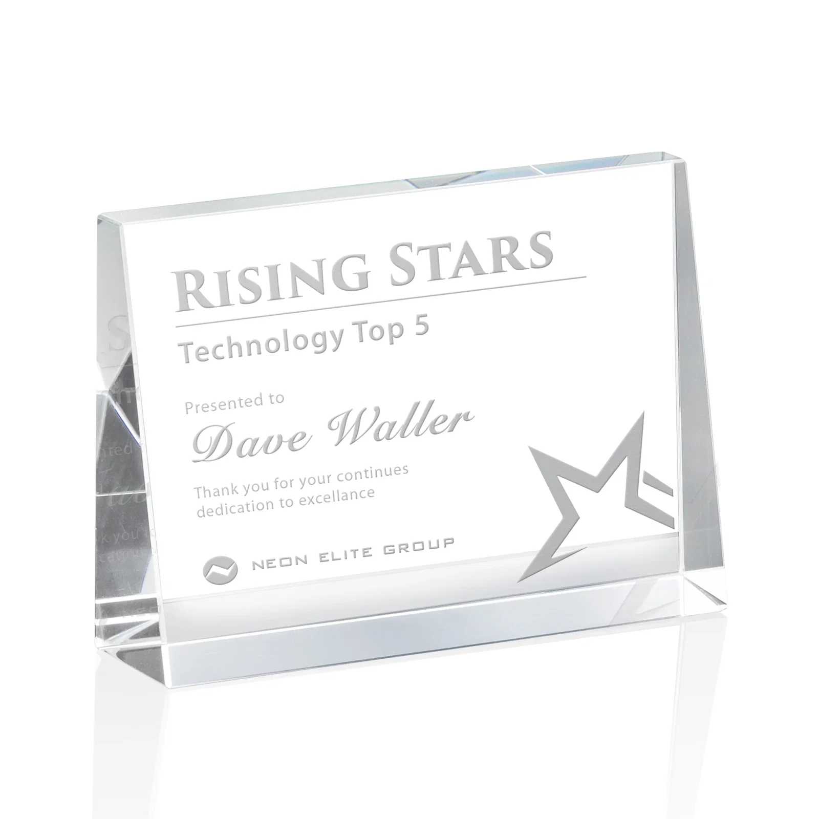 Custom Optical Crystal Block Award, Freestanding in One Solid Piece, awards for graduation ceremonies