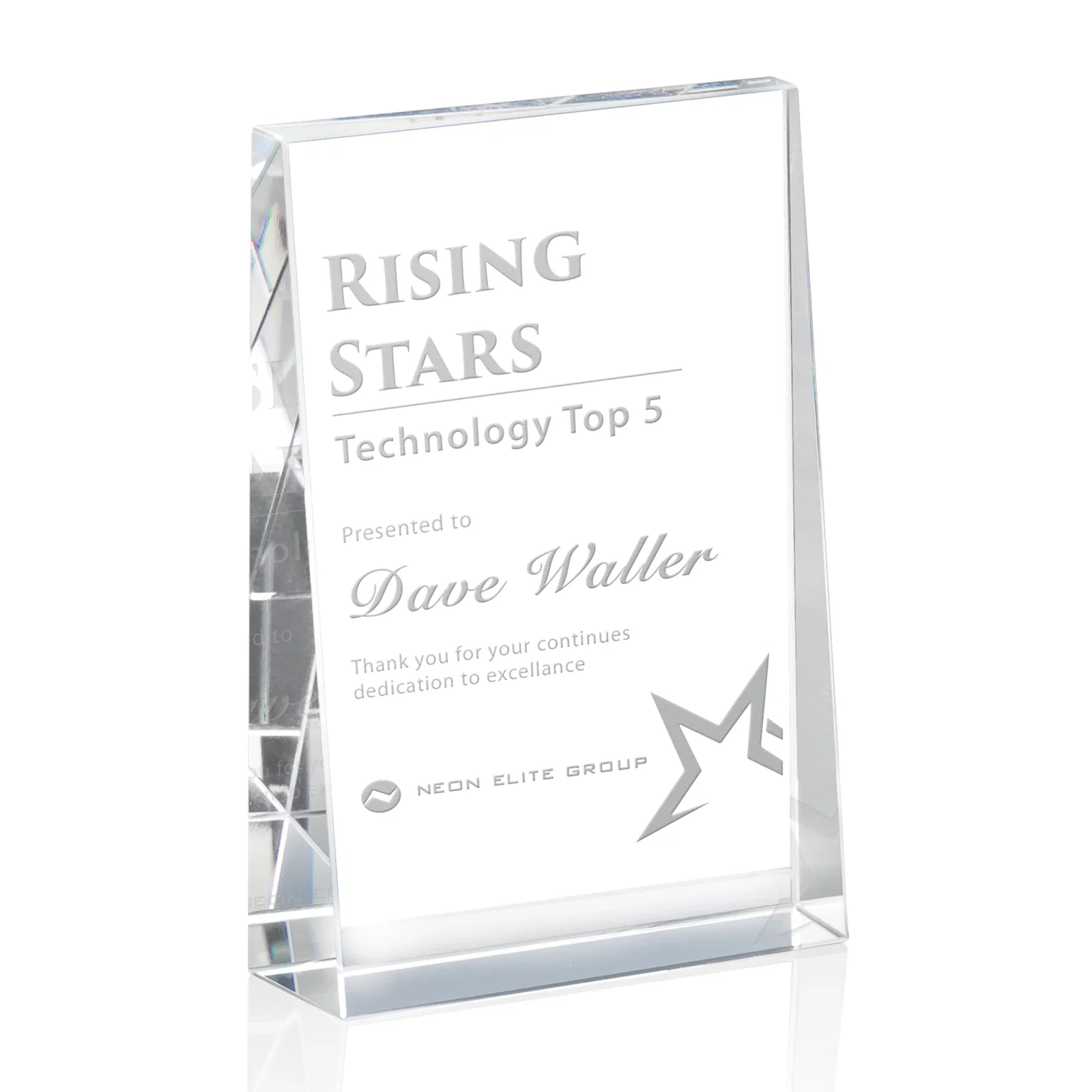 Custom Optical Crystal Block Award, Freestanding in One Solid Piece, awards for safety achievement programs