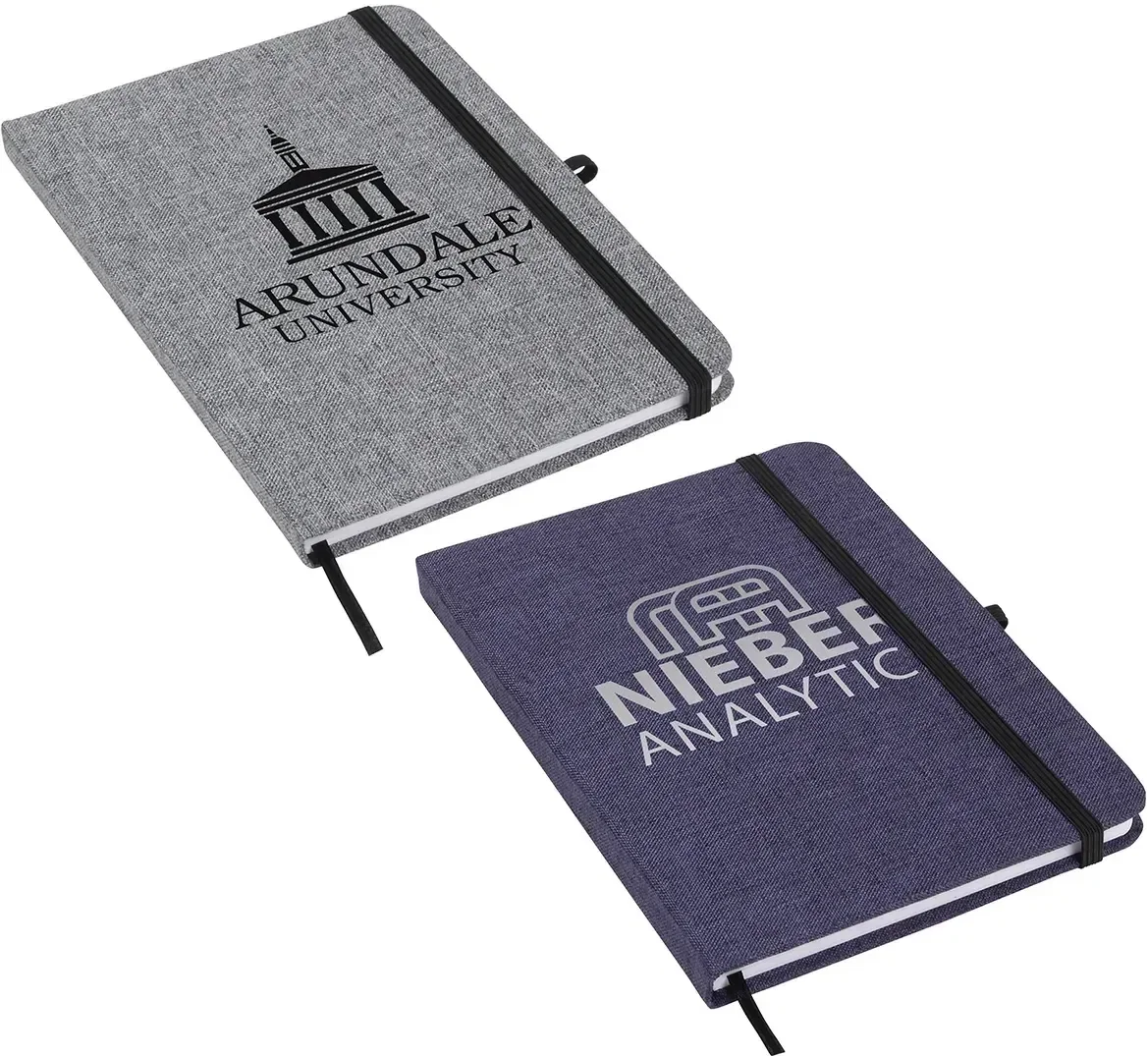 Twill Heathered Hardcover Journal, custom branded journal with heathered twill cover