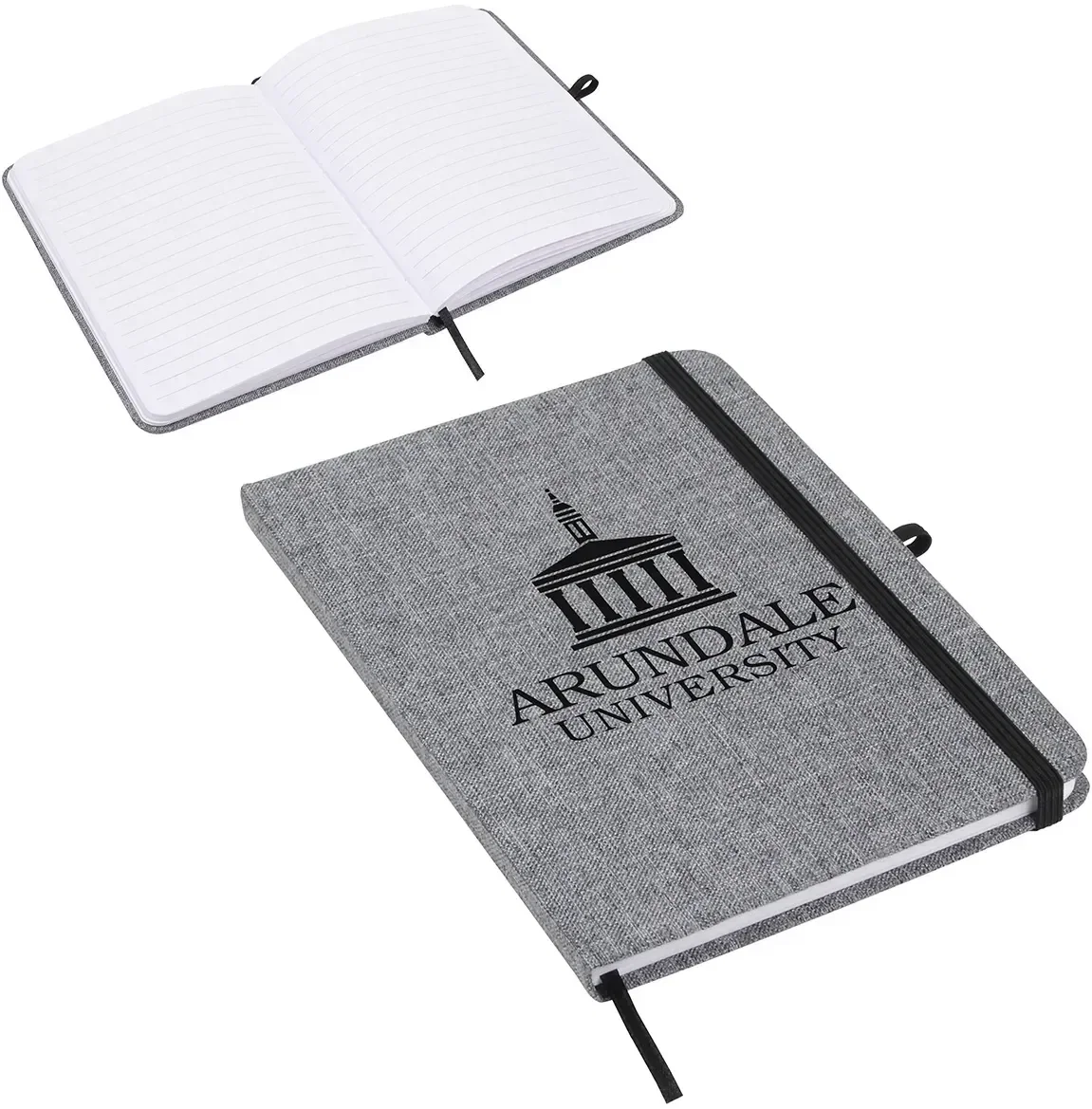 Branded Twill heathered hardcover journal cover texture close-up