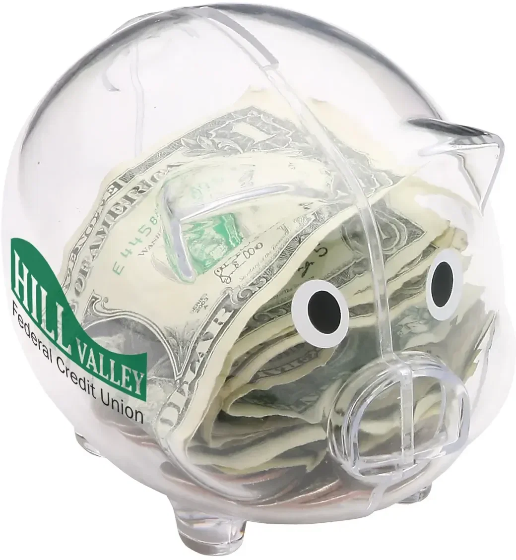 Custom piggy coin bank shown in an alternate color