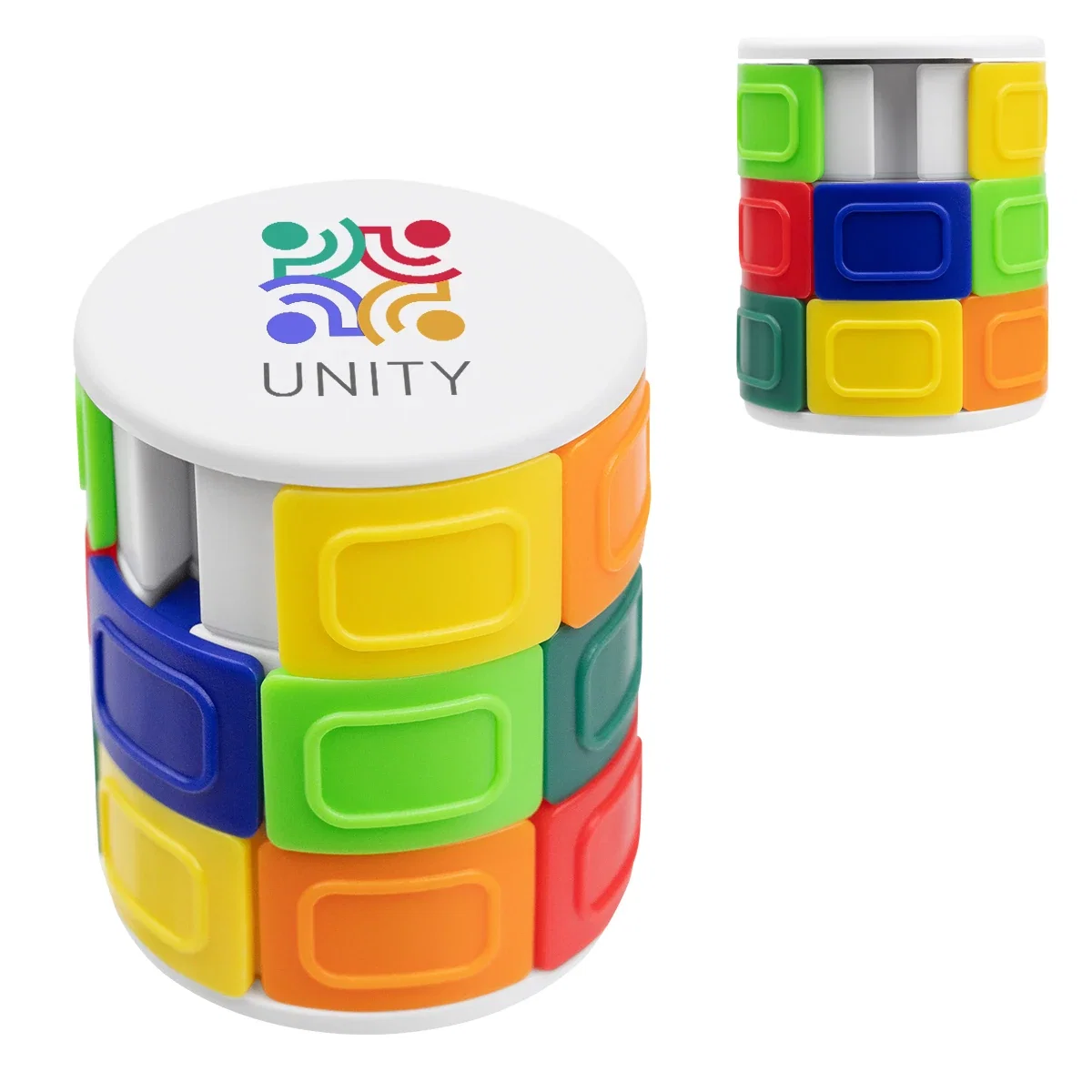Handheld twisting puzzle measuring under two inches wide