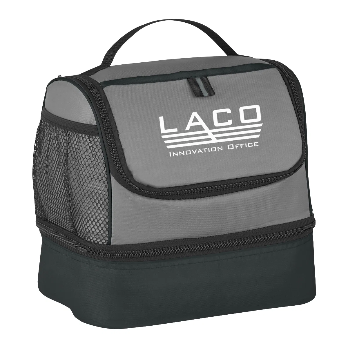 Upper compartment unzipped to show the lining