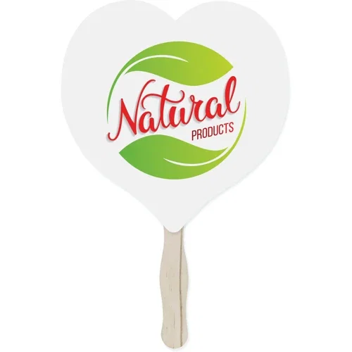Heart hand fan front artwork, two-sided full-color promotional paper fan
