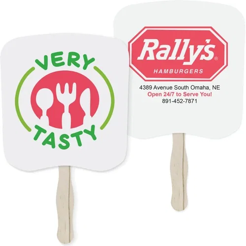 Assorted full-color hand fan shapes, two-sided promotional paper fans display