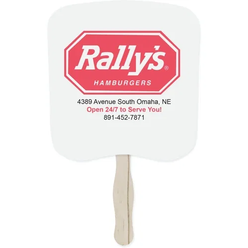 Heart-shaped full-color promotional hand fan, two-sided printed paper fan