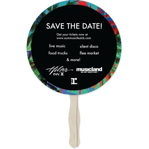 Custom two-sided hand fan back side, full-color digitally printed promotional fan