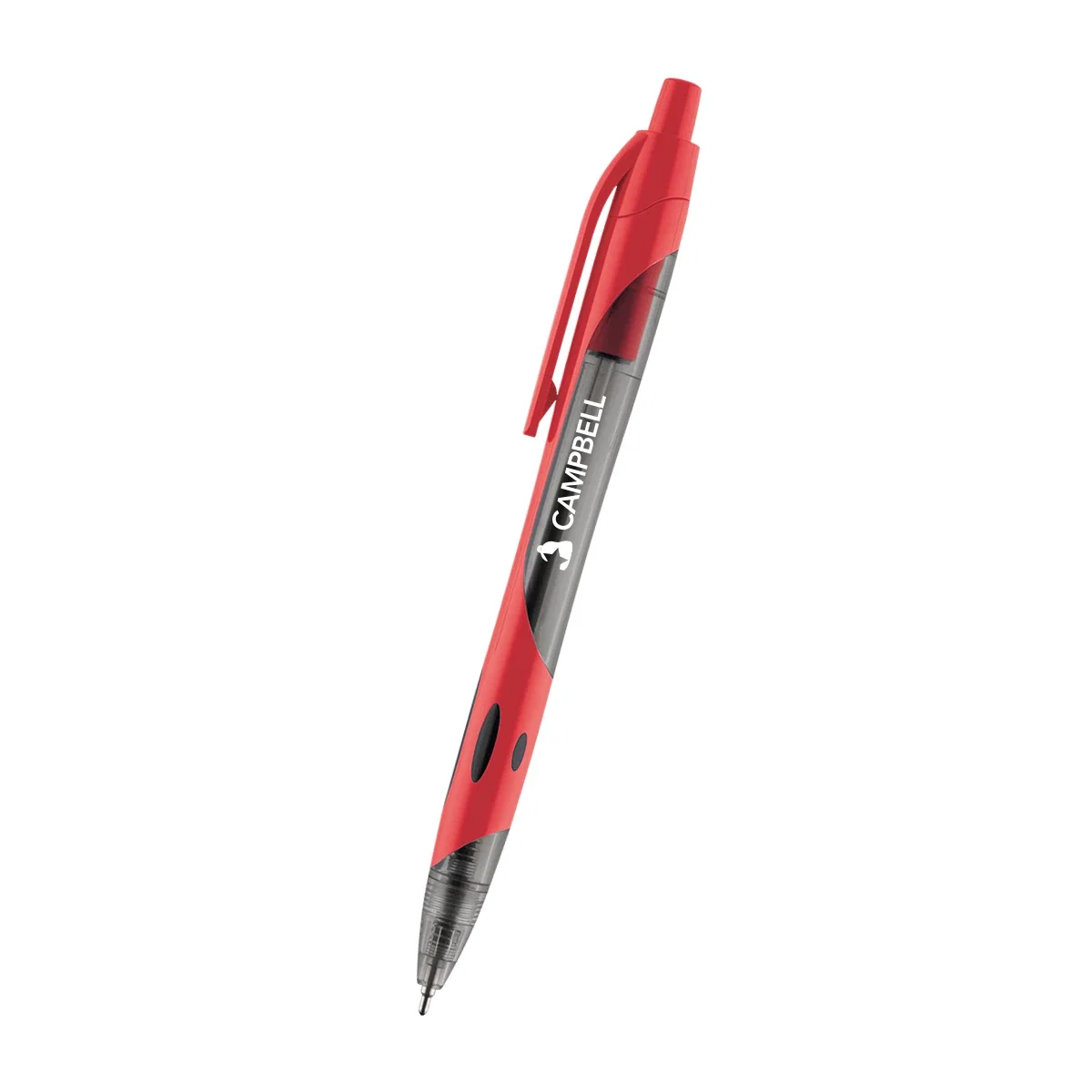Two tone pen pairing a translucent barrel with a solid grip