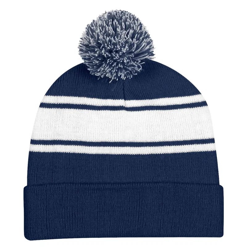 Two-Tone Knit Pom Beanie With Cuff — view 11