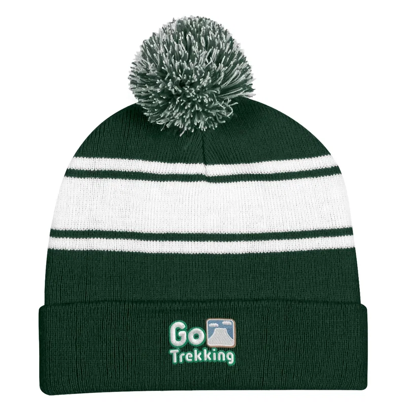 Two-Tone Knit Pom Beanie With Cuff — view 5