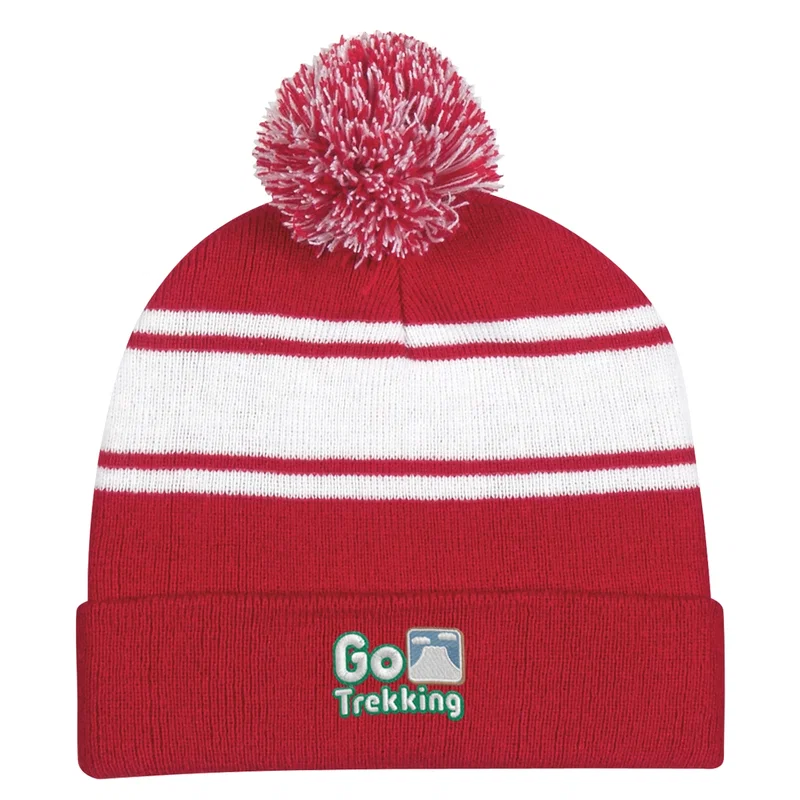 Two-Tone Knit Pom Beanie With Cuff — view 7