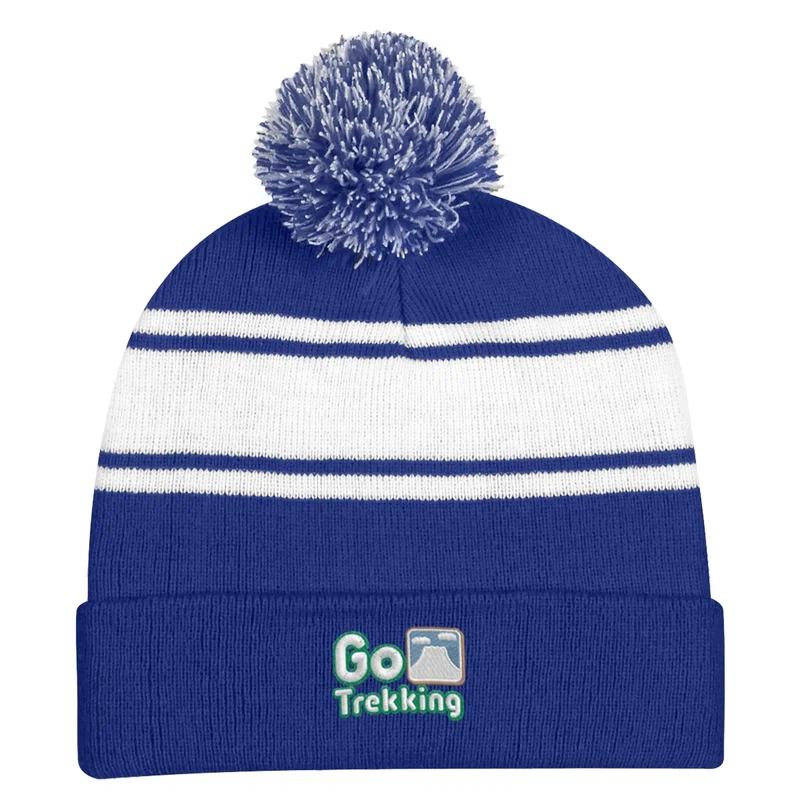Two-Tone Knit Pom Beanie With Cuff — view 8