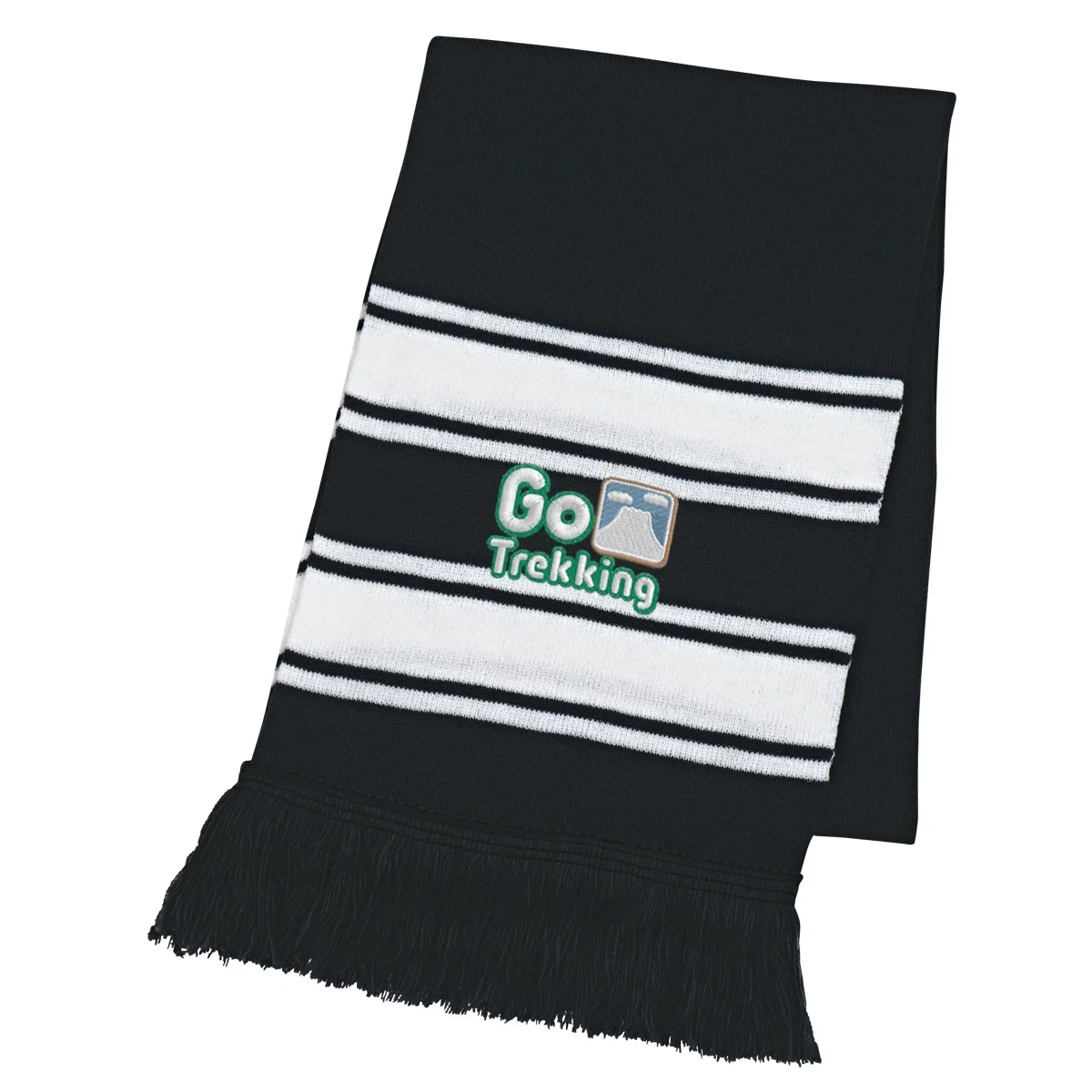 Black scarf shown folded in half