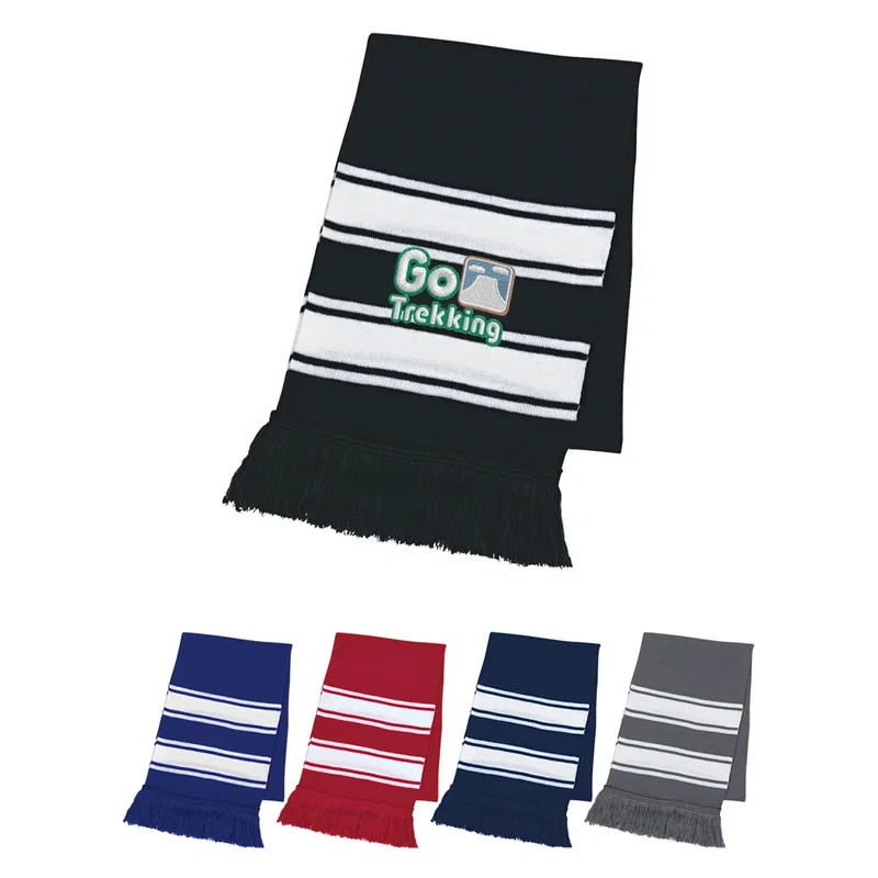 Two-Tone Knit Scarf With Fringe — view 7