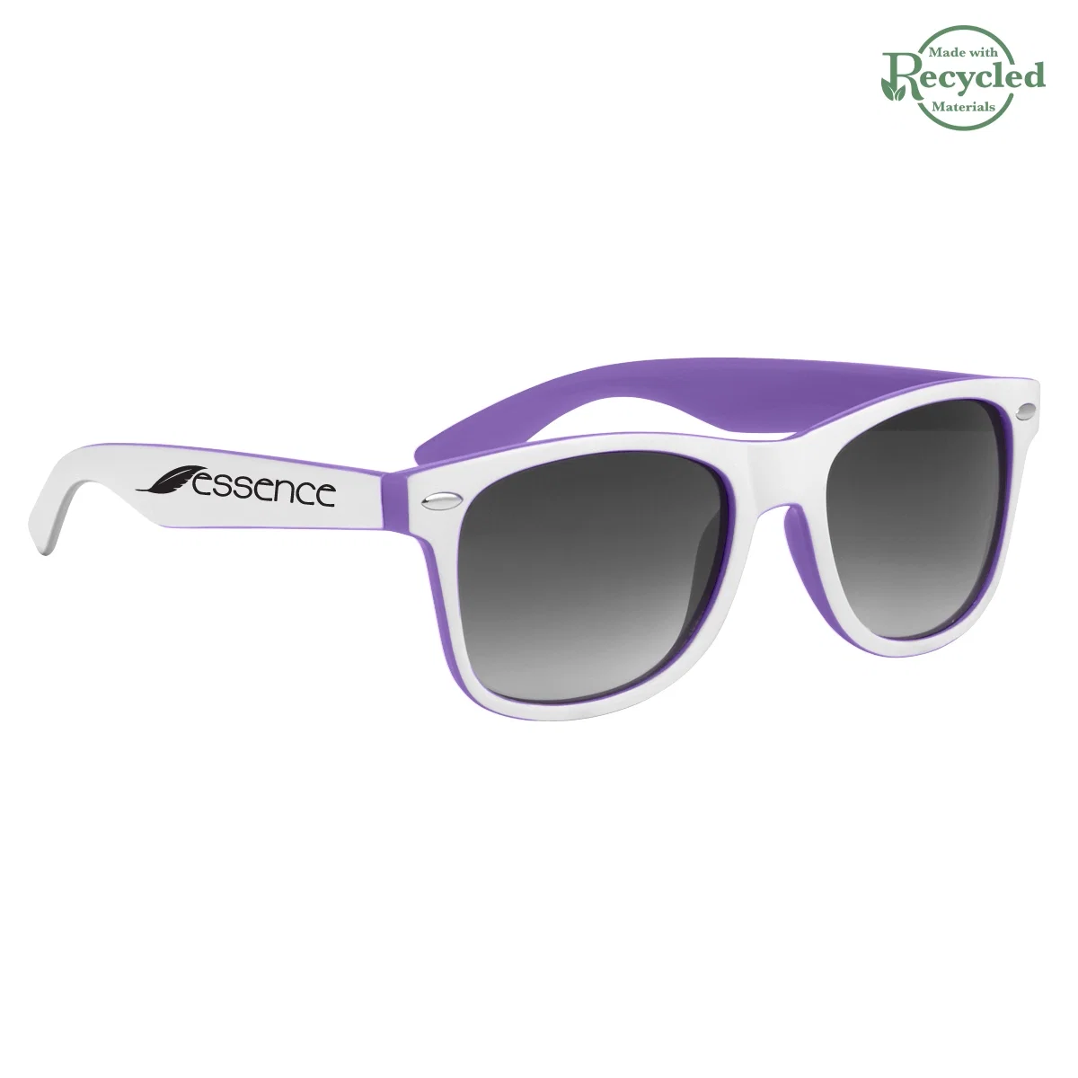 Arm of the sunglasses offering a printable flat surface
