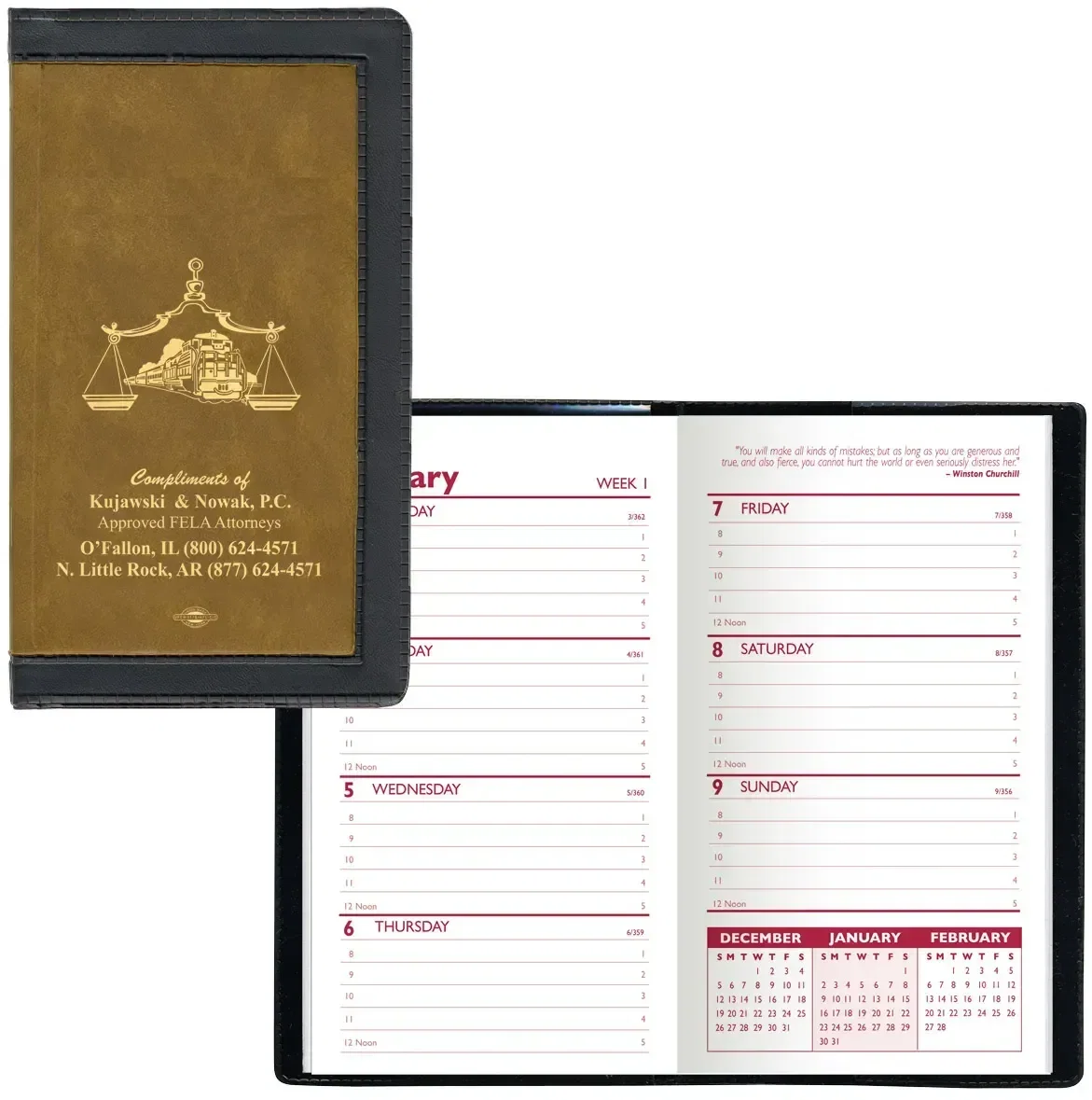 Personalized Two-Tone Planner with 1-color Weekly Insert — view 2