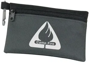 Two-Tone Polyester Zip Pouch with Carabiner
