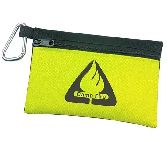 Two-Tone Polyester Zip Pouch with Carabiner — view 3