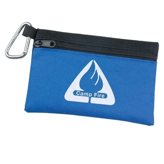 Two-Tone Polyester Zip Pouch with Carabiner — view 4