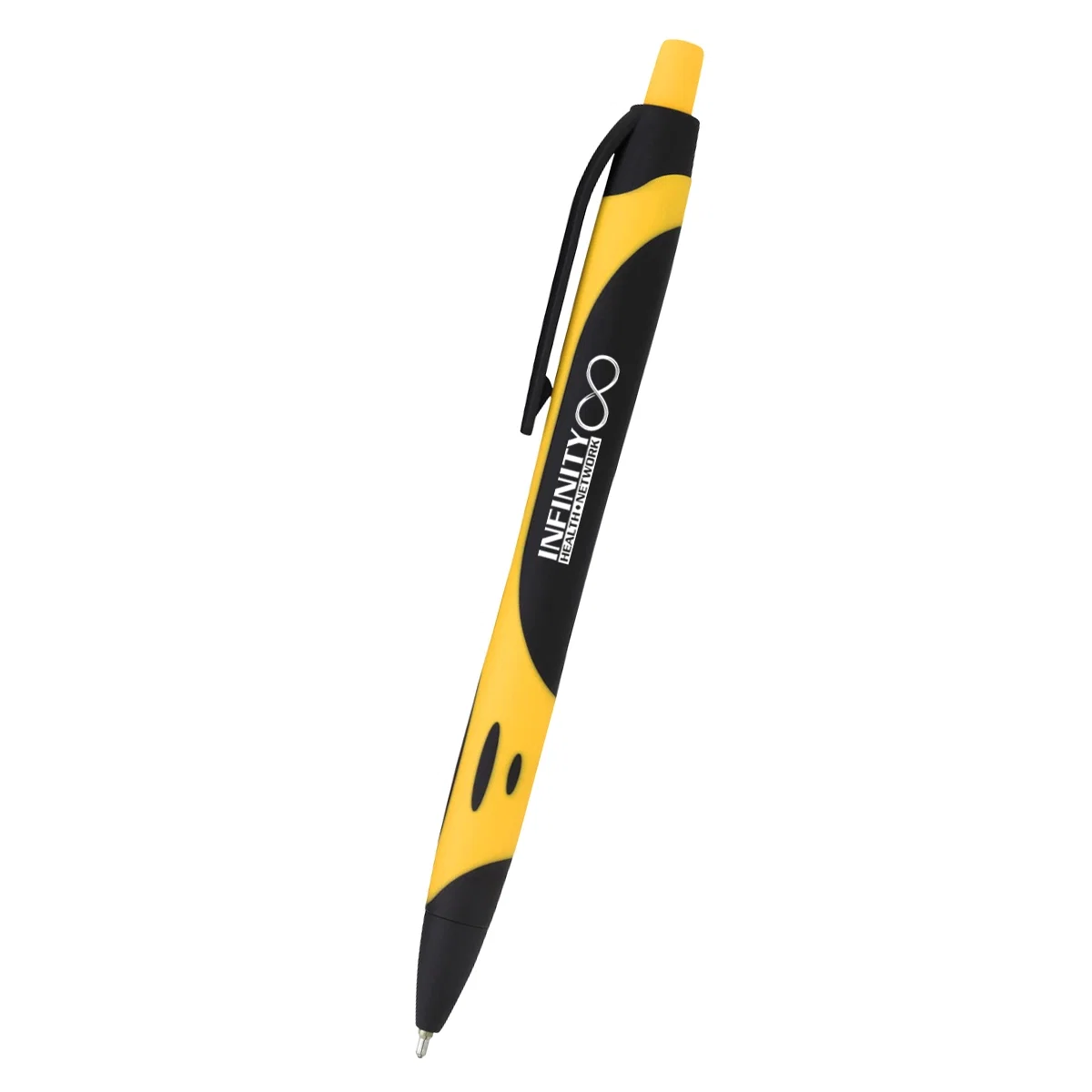 Yellow edging running along the length of the soft grip