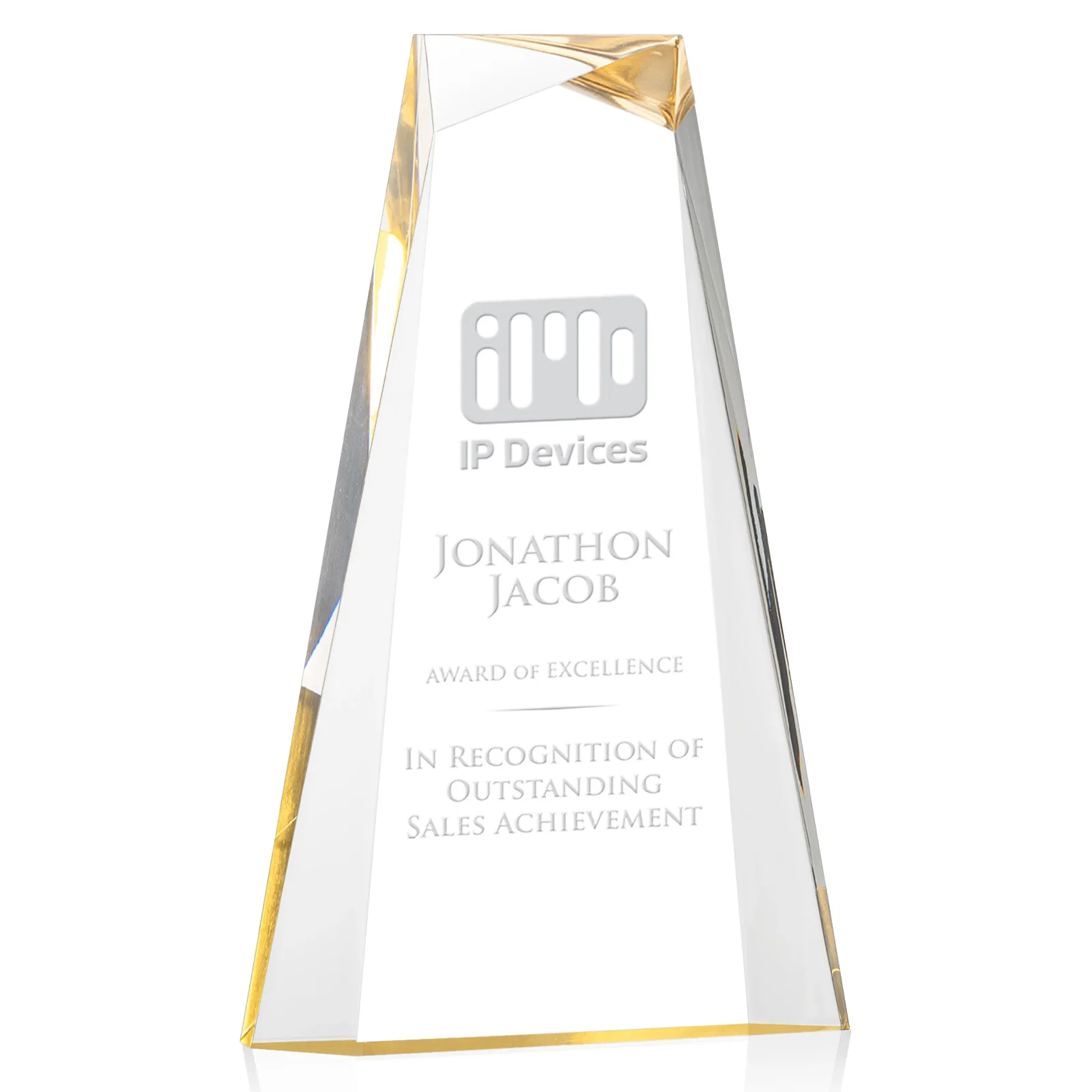 Custom Acrylic Tower Award With Reverse Interchanging Facets for company anniversary events