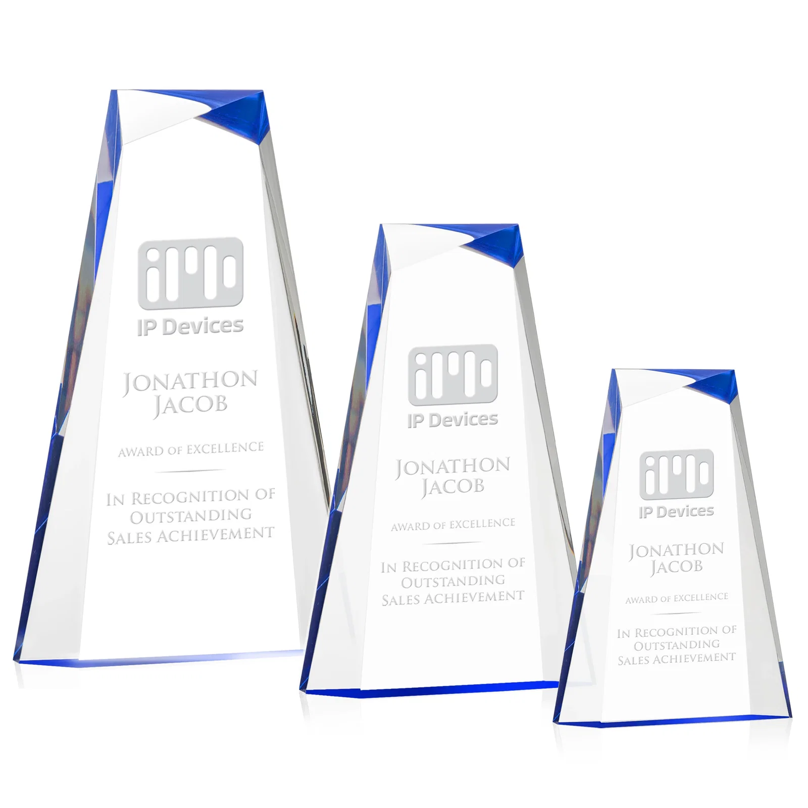 Personalized Acrylic Tower Award With Reverse Interchanging Facets for employee recognition