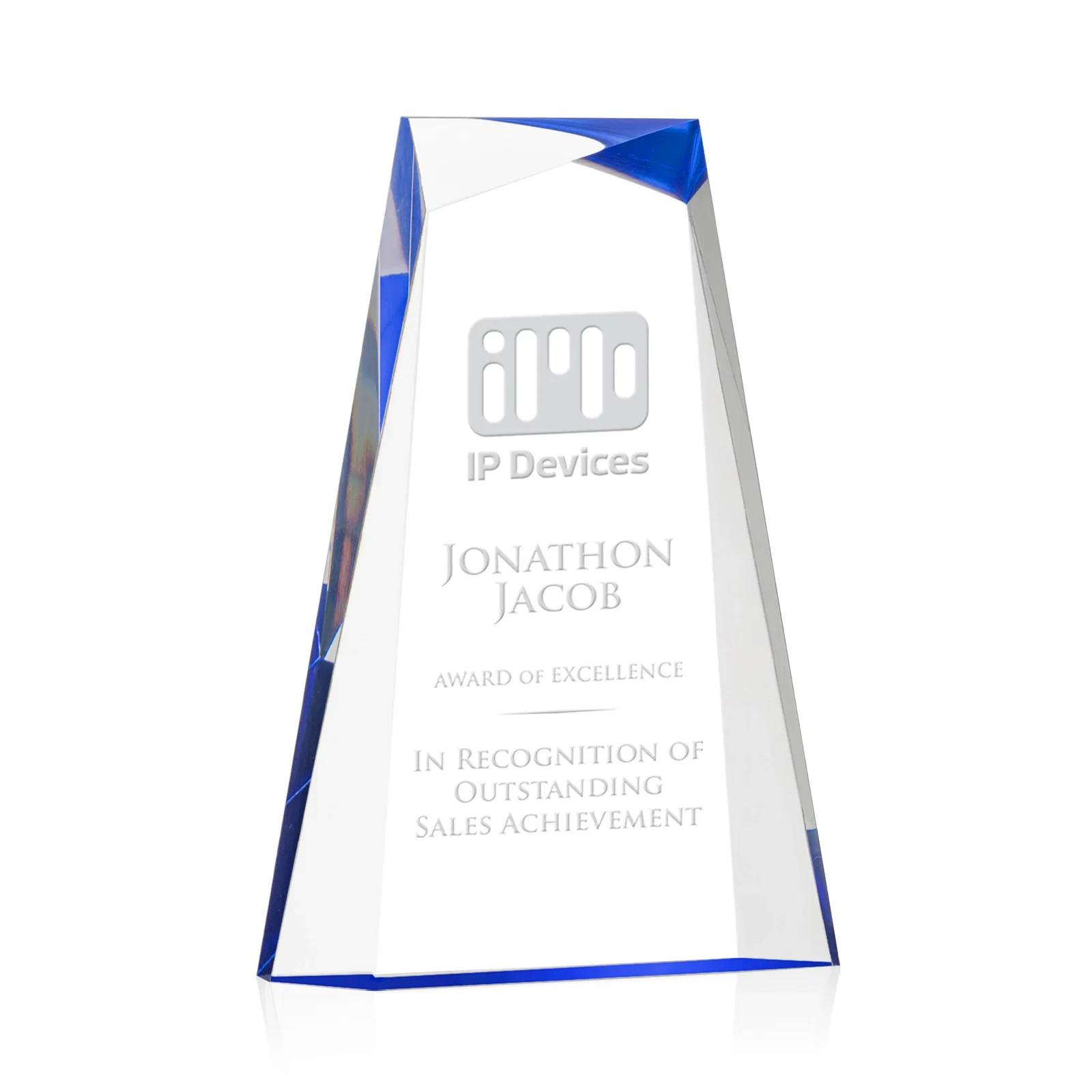 Personalized Acrylic Tower Award With Reverse Interchanging Facets for corporate award ceremonies