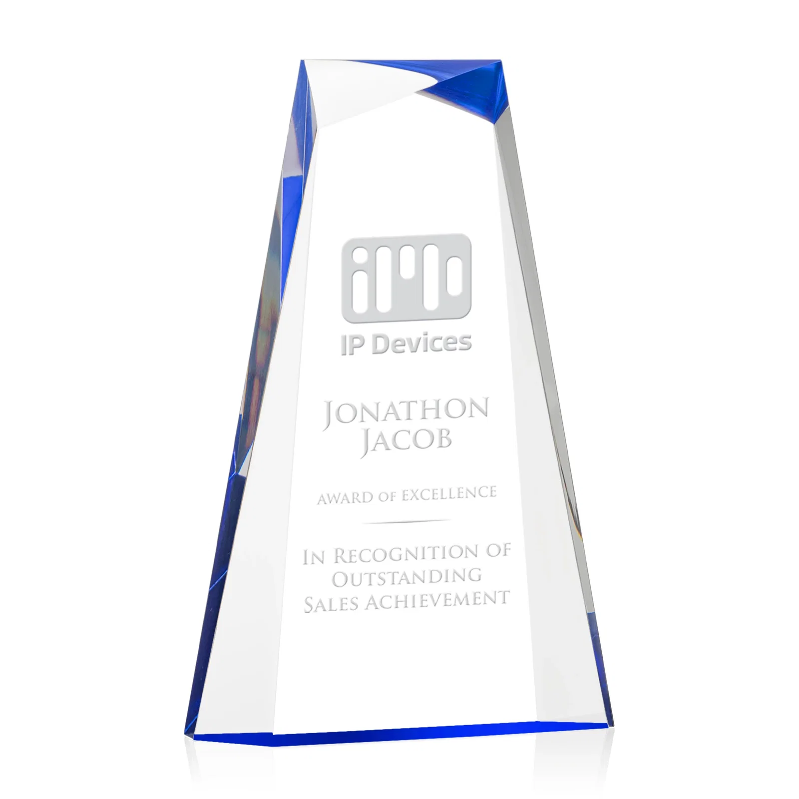 Personalized Acrylic Tower Award With Reverse Interchanging Facets for service anniversary gifts