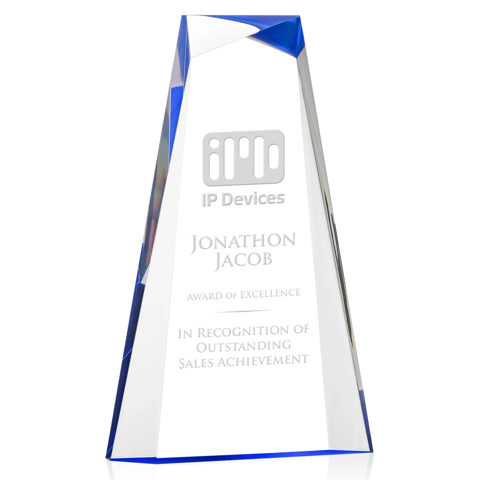 Personalized Acrylic Tower Award With Reverse Interchanging Facets for sales achievement awards