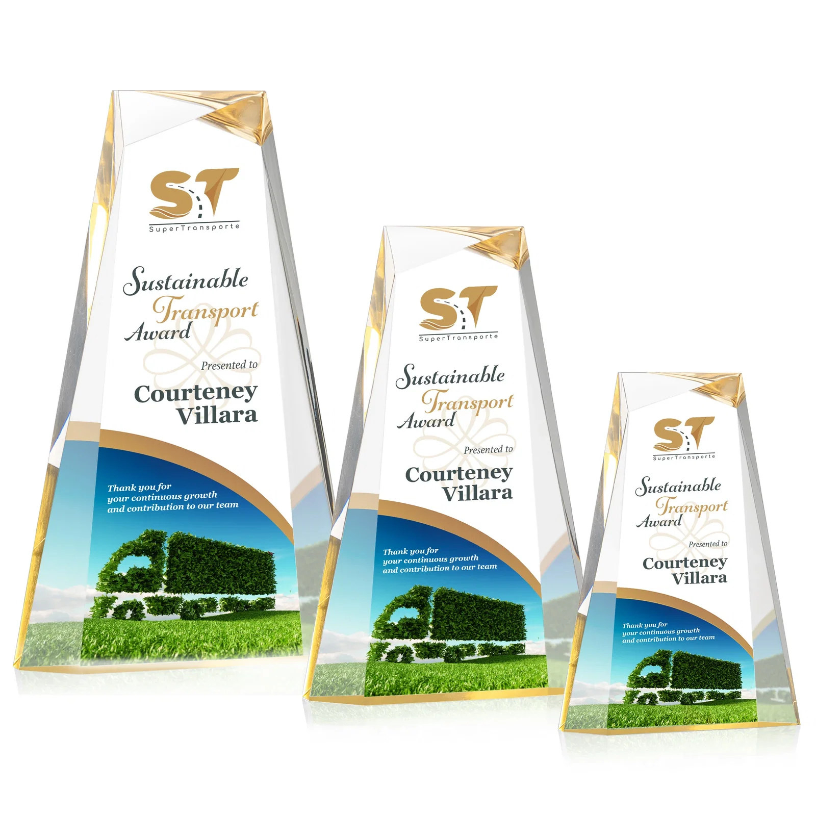 Personalized Acrylic Tower Award With Reverse Interchanging Facets for retirement presentations