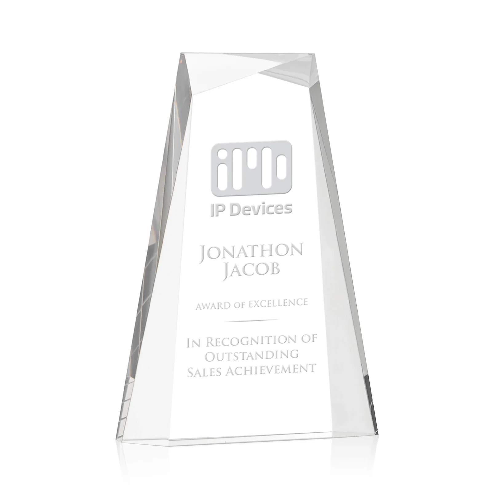 Custom Acrylic Tower Award With Reverse Interchanging Facets for corporate award ceremonies