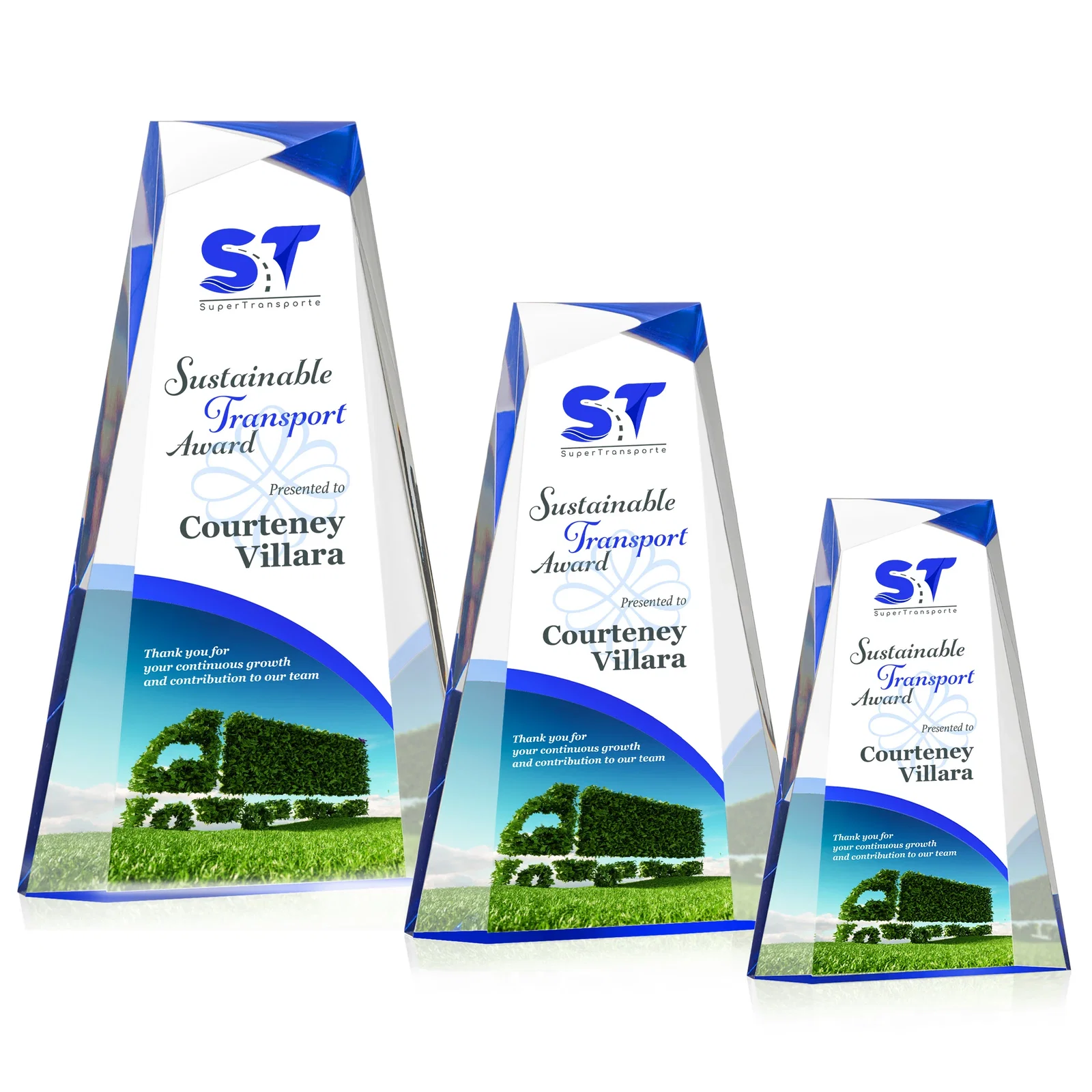 Personalized Acrylic Tower Award With Reverse Interchanging Facets for safety achievement programs
