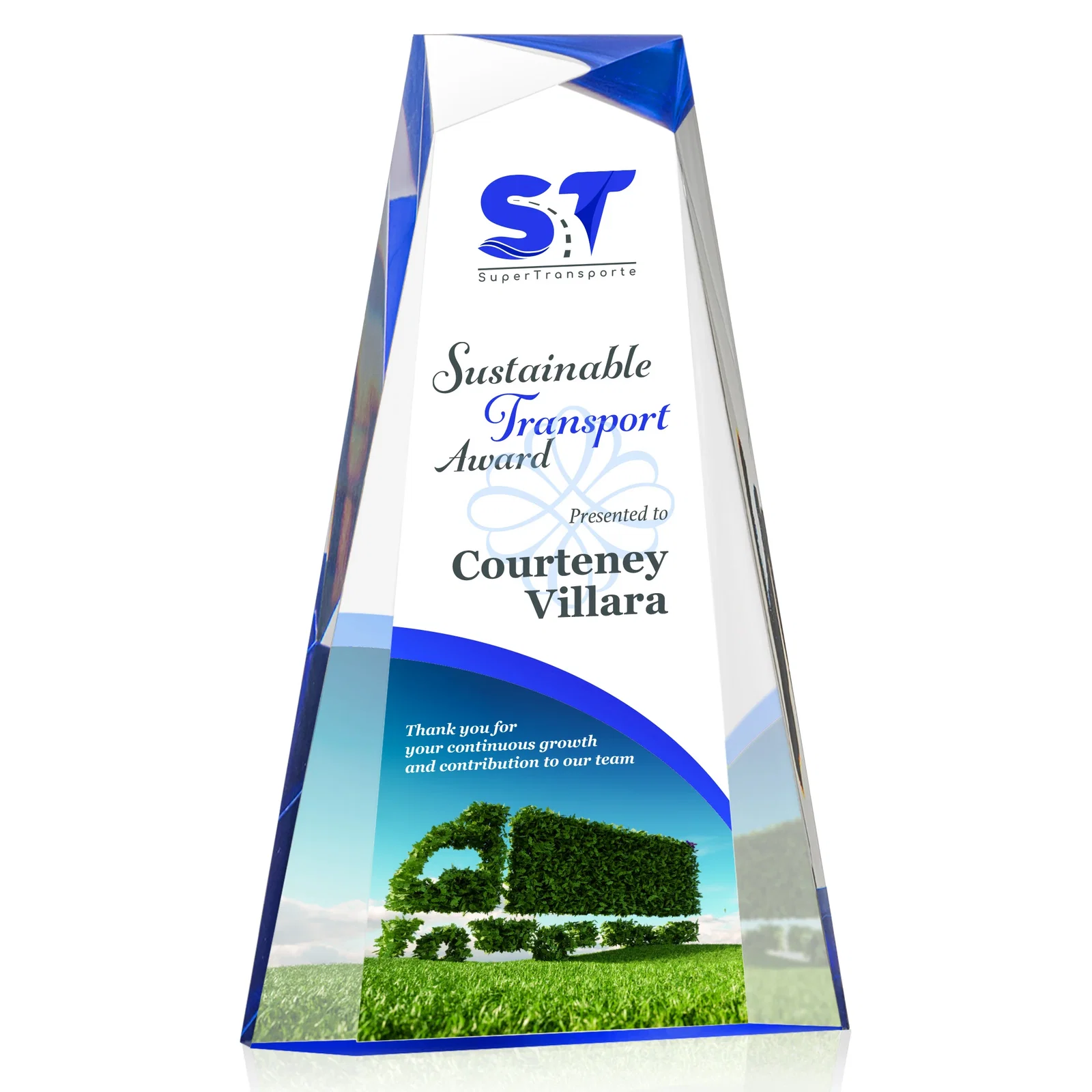 Personalized Acrylic Tower Award With Reverse Interchanging Facets for company anniversary events