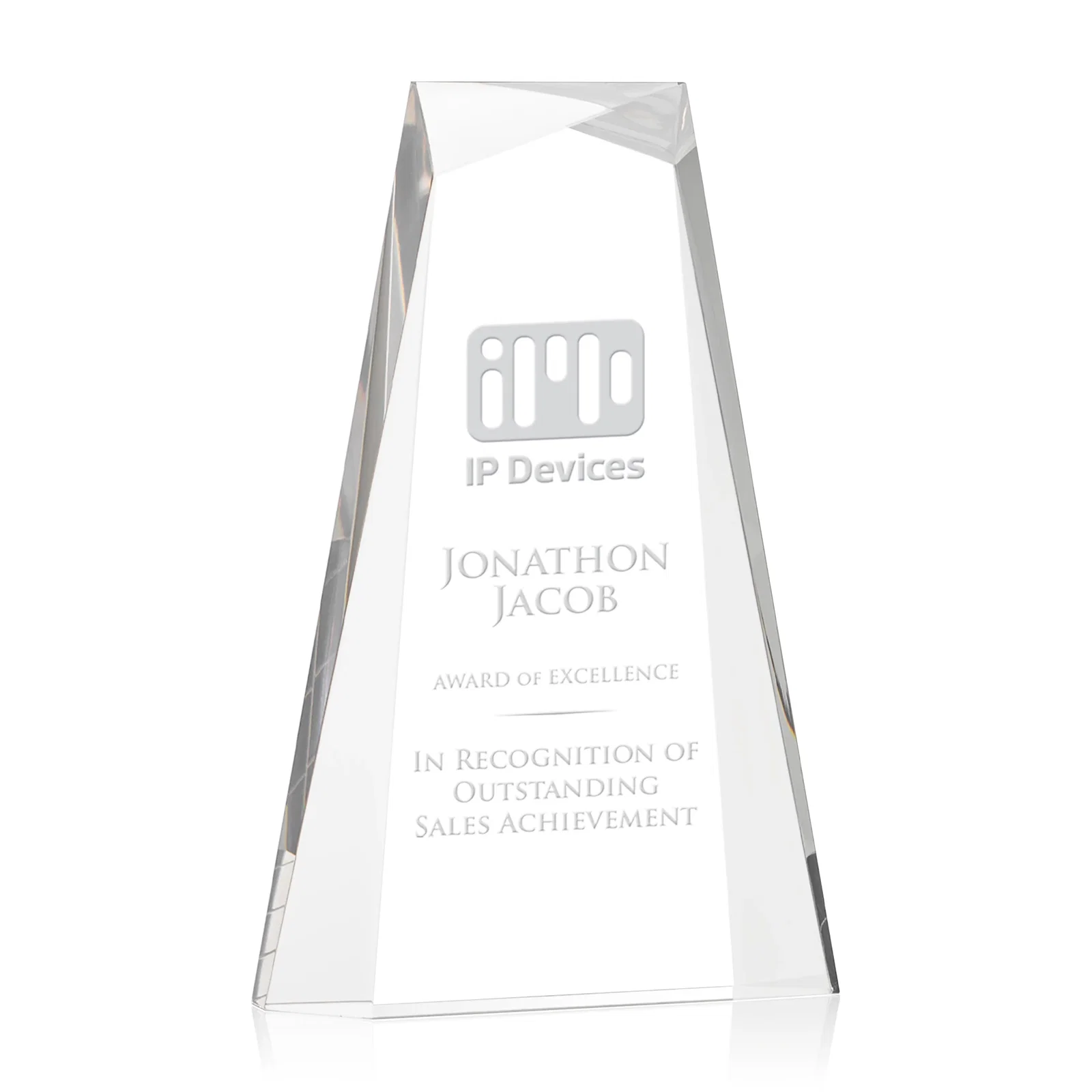 Custom Acrylic Tower Award With Reverse Interchanging Facets for service anniversary gifts