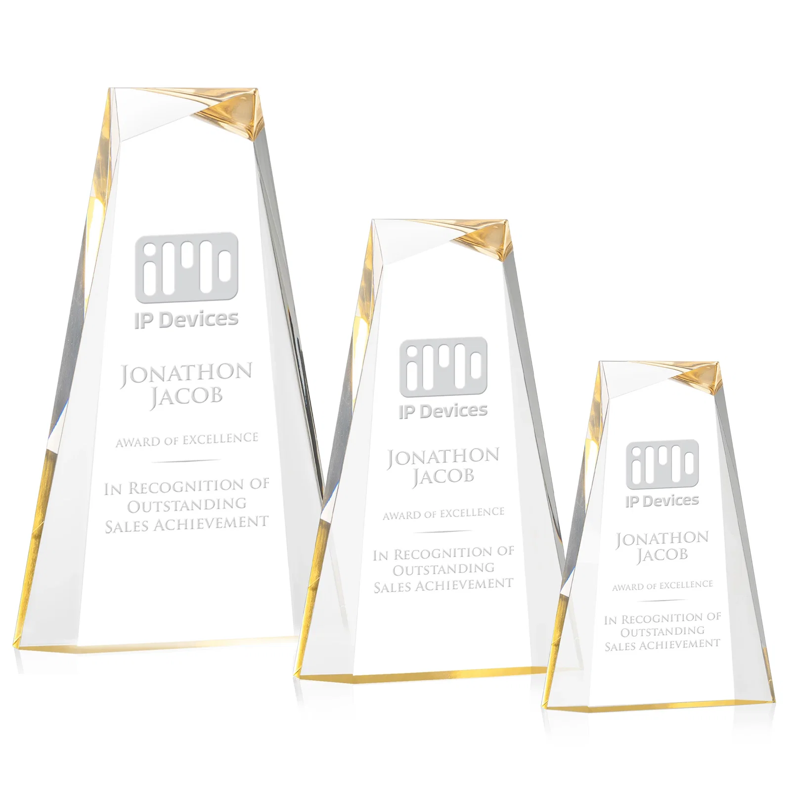 Custom Acrylic Tower Award With Reverse Interchanging Facets for safety achievement programs