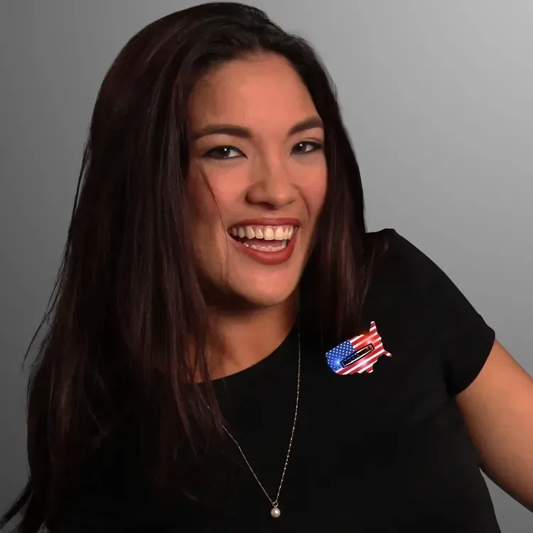 U.S.A. Country Flashing Pin being worn