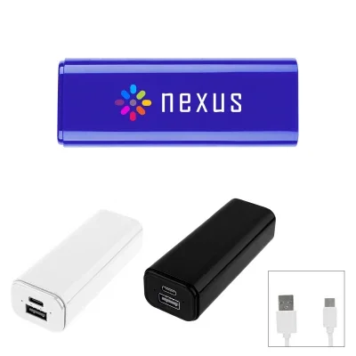 Rectangular recycled ABS power bank with a smooth front panel