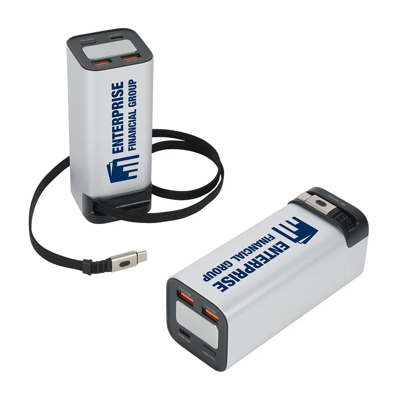 Custom Ultimate power bank, front view of the branded 20000mAh 100W charger