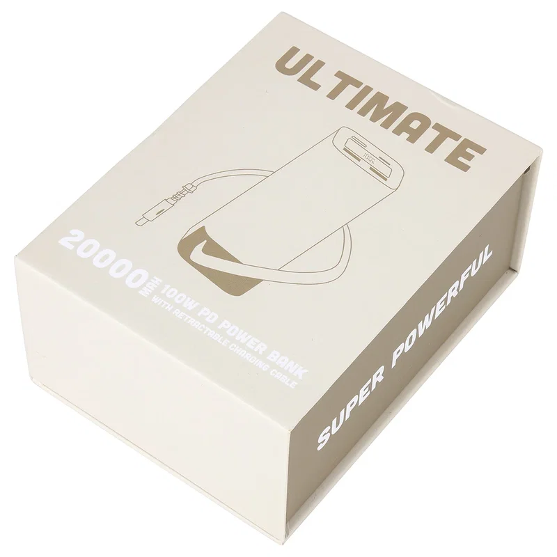 Promotional Ultimate power bank retail packaging, front of the branded box