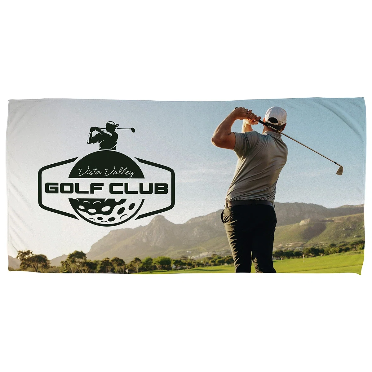 Custom ULTRA 23.5 x 47 Premium Sports Towel, front view of the branded towel