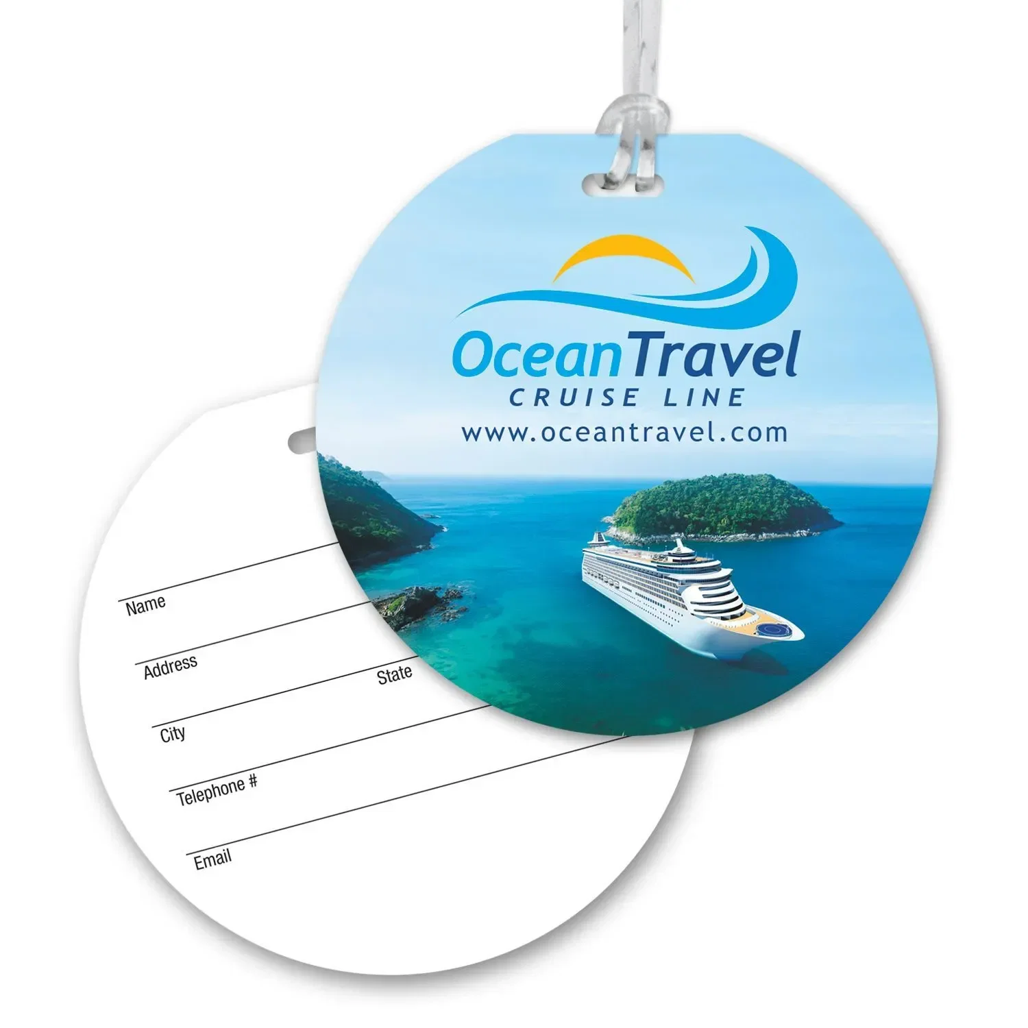 Ultra-Thin Round Luggage Tag with Clear Strap — view 2