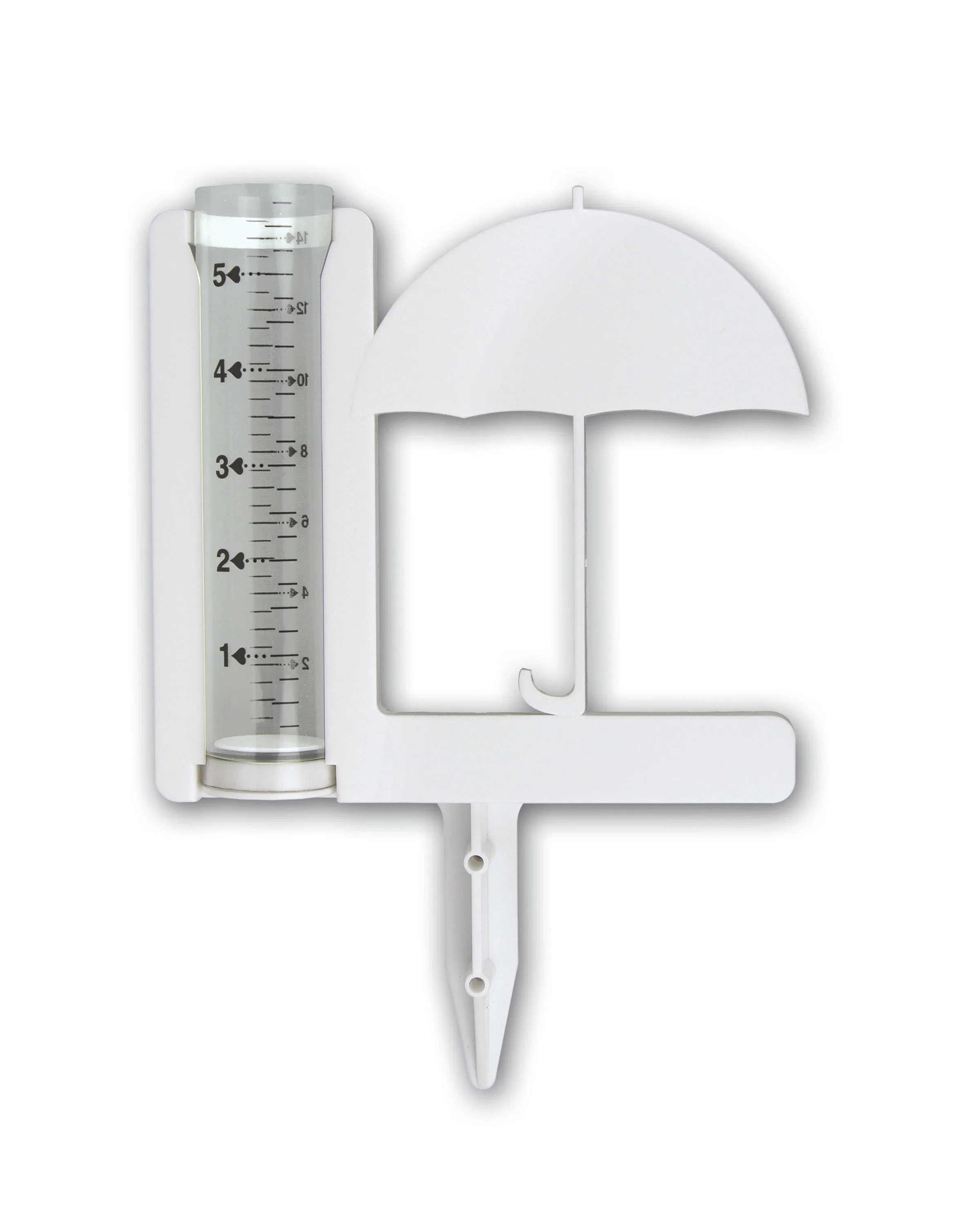 Umbrella Stake-In Rain Gauge. Shatter-resistant plastic rain gauge shaped like an umbrella for garden center giveaways, view