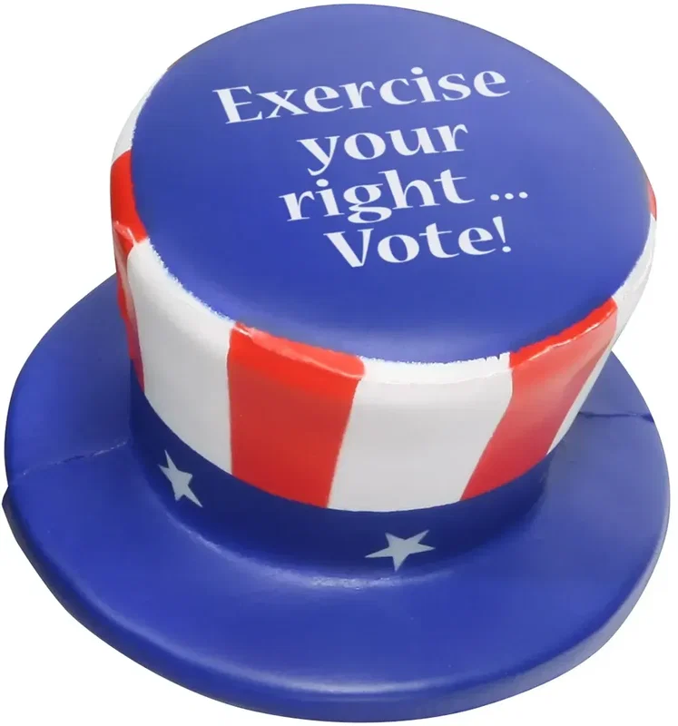 Custom Uncle Sam Hat Stress Reliever, branded stars-and-stripes top hat squeeze toy for July 4th events, promotional gift