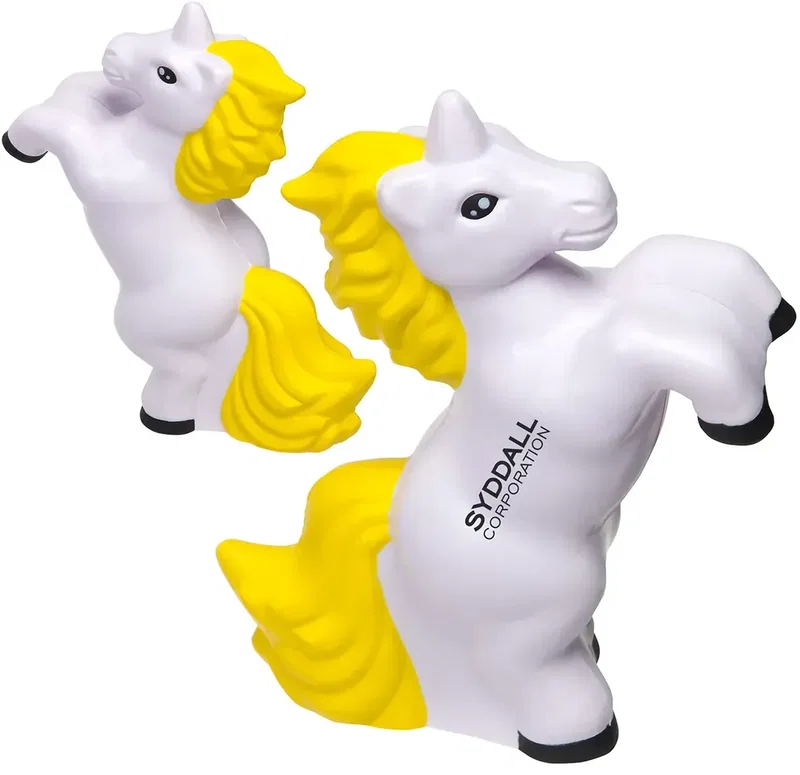 Custom Unicorn Stress Reliever, branded colorful unicorn squeeze toy with logo print for children's events