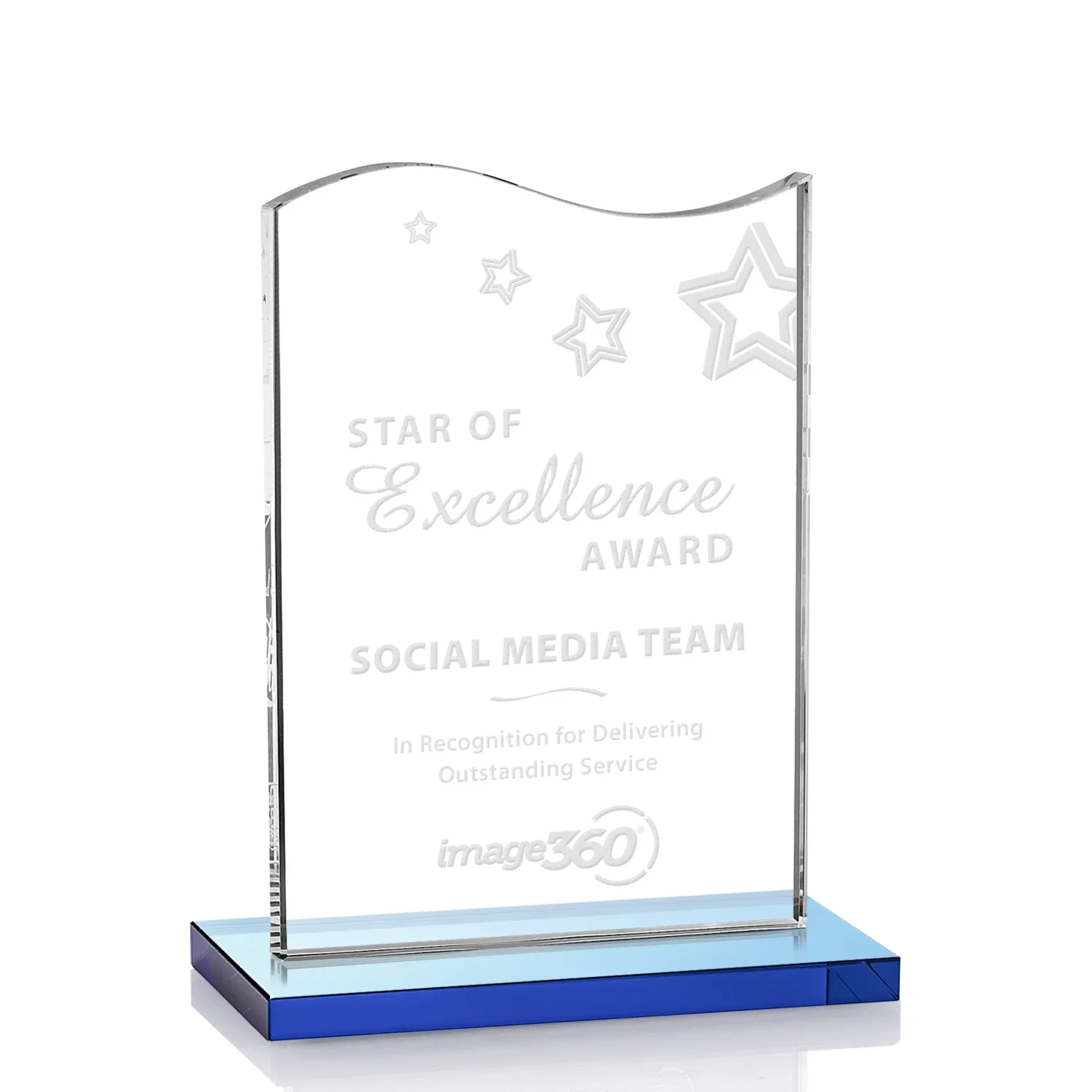 Promotional Starfire Crystal Award with Hand-Etched Waving Flag for corporate award ceremonies