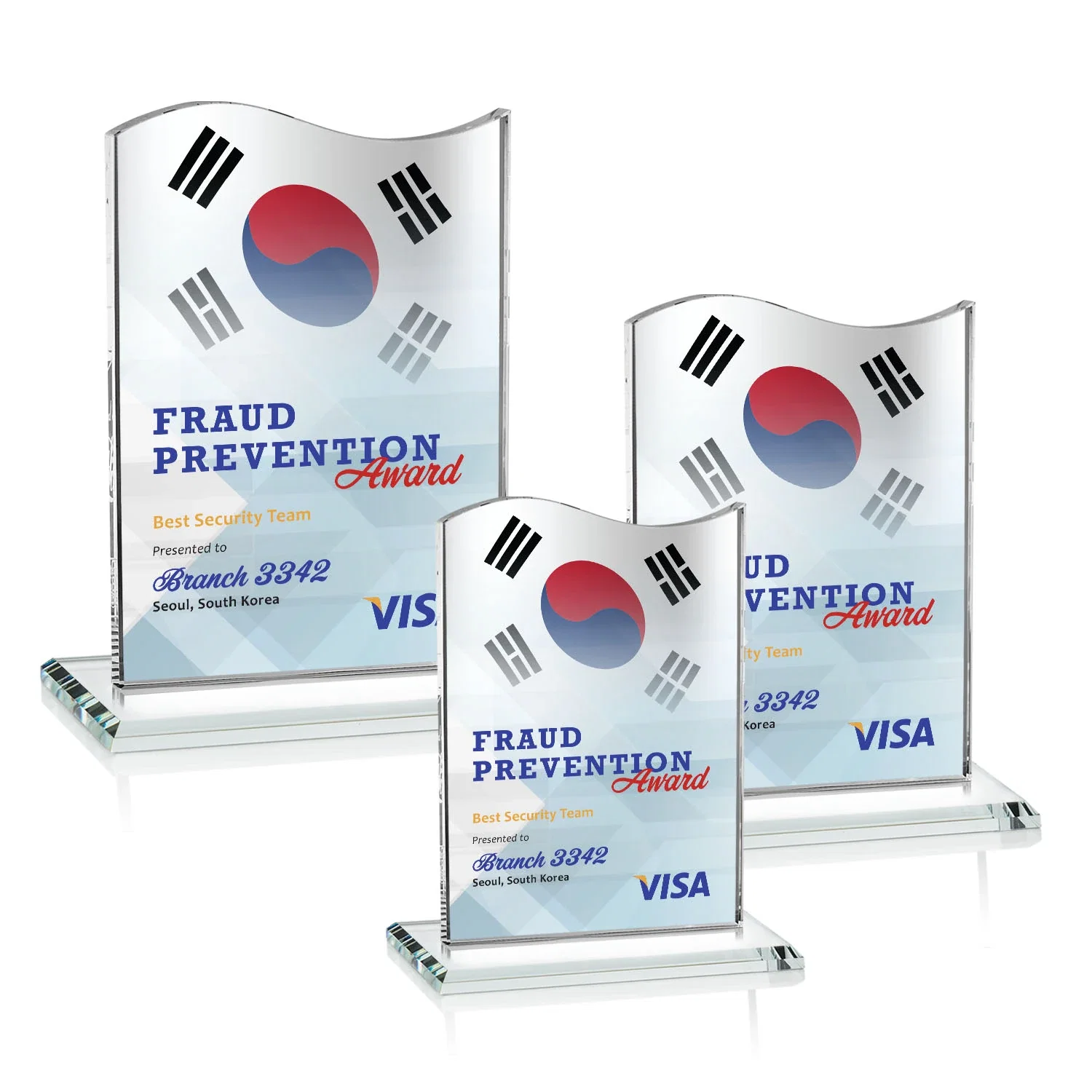 Promotional Starfire Crystal Award with Hand-Etched Waving Flag for safety achievement programs