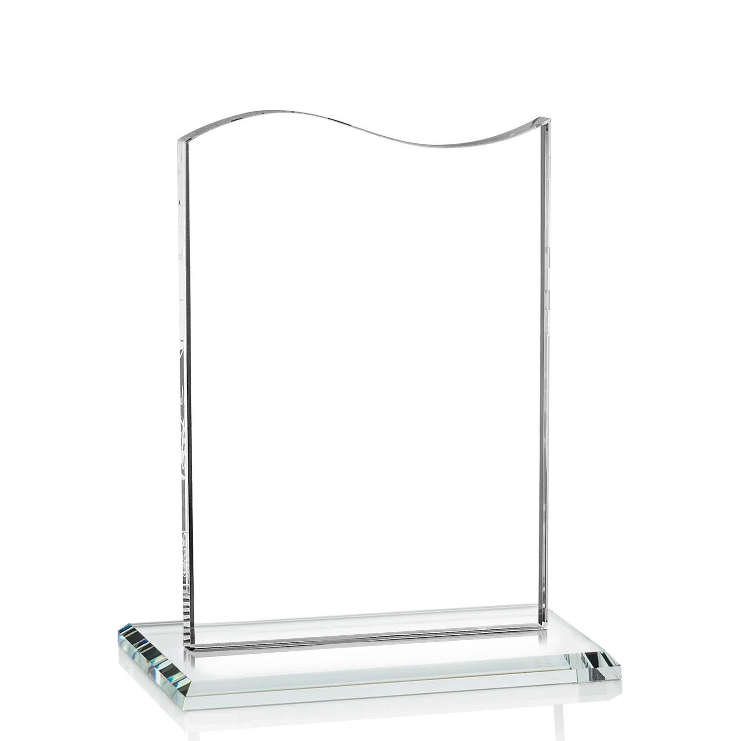 Customized Starfire Crystal Award with Hand-Etched Waving Flag for retirement presentations