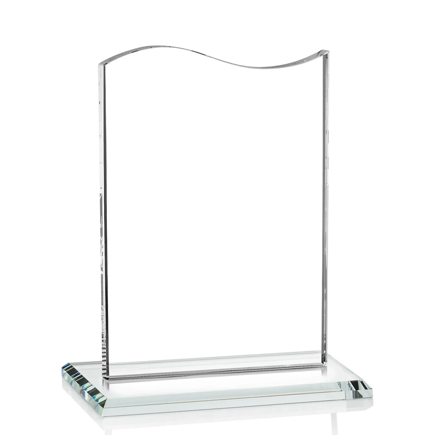 Customized Starfire Crystal Award with Hand-Etched Waving Flag for team milestone celebrations