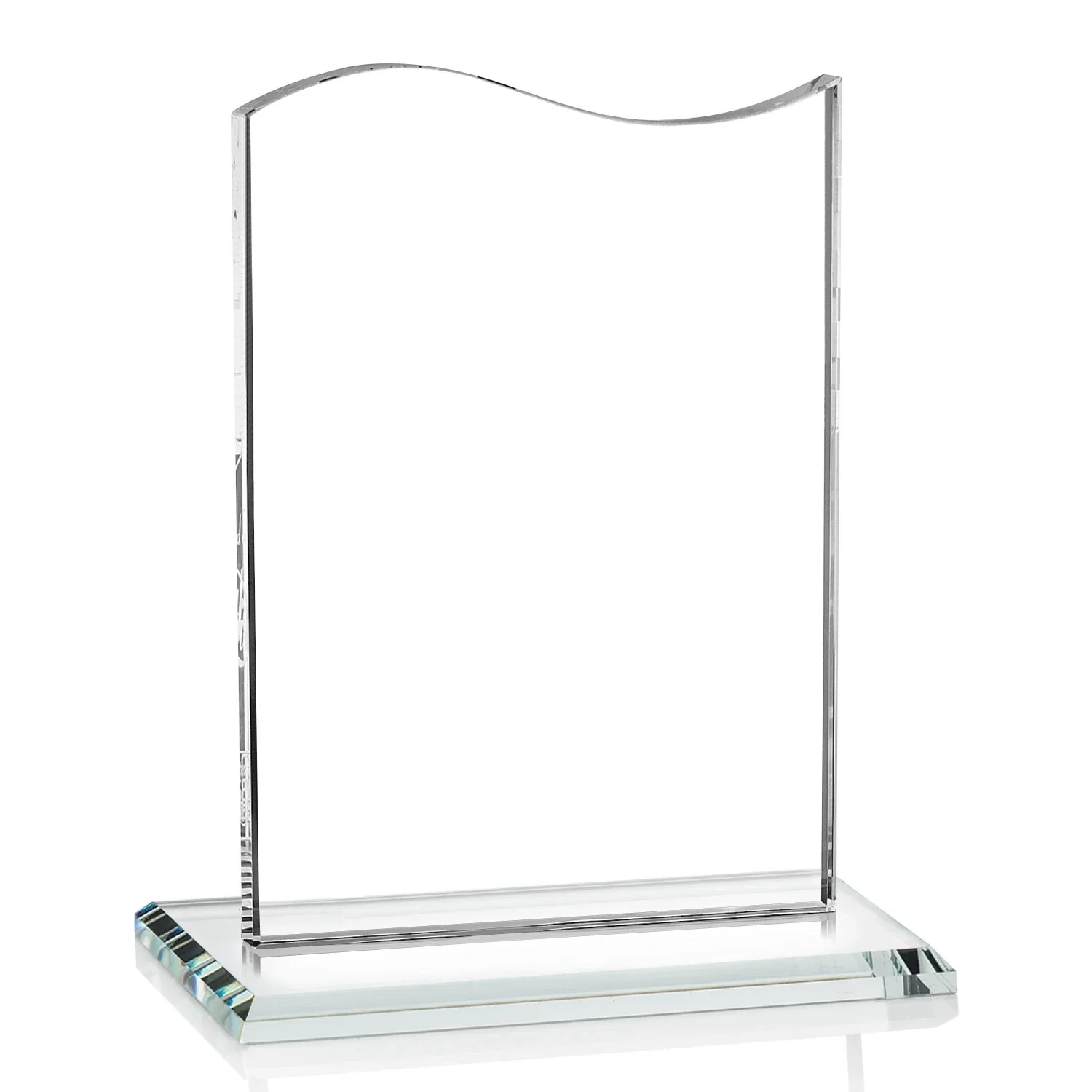 Customized Starfire Crystal Award with Hand-Etched Waving Flag for donor appreciation