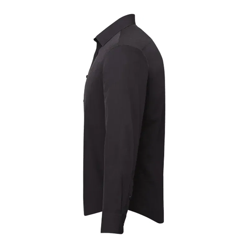 Custom UNTUCKit Men's Long Sleeve Wrinkle-Free Shirt - Black Stone — view 3